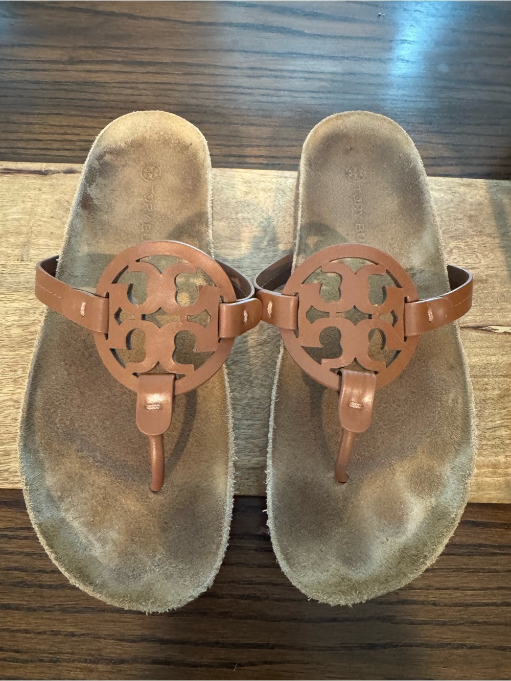 Tory Burch Brown Miller Logo Thong Sandals